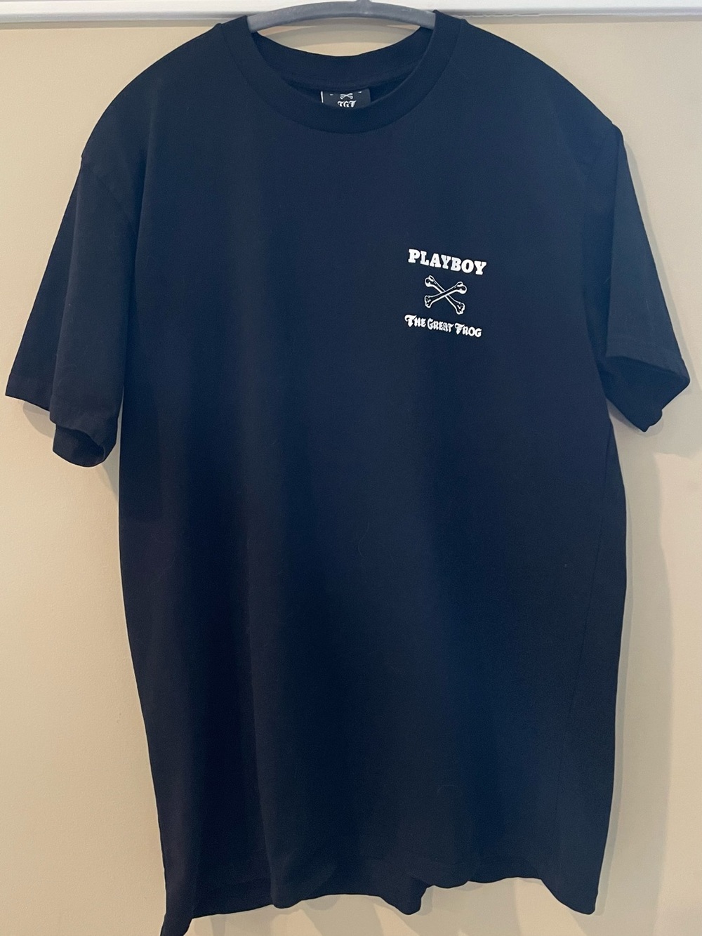 PLAYBOY Black Short Sleeve Graphic Tee with White Logo